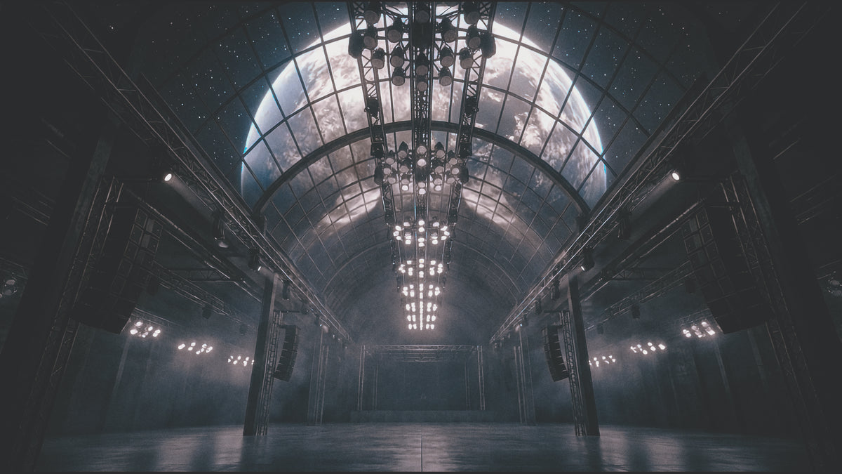 Project ClubSound artwork: a large empty hall with a glass roof